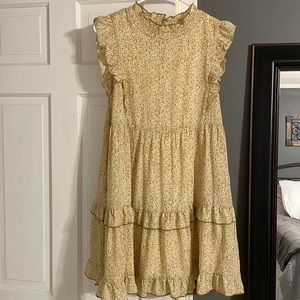 Mustard & cream ruffled dress